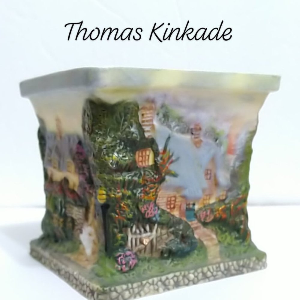 Vintage Thomas Kinkade Bisque Village Candle Holder